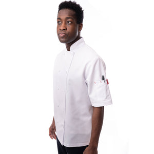 White short-sleeve chef coat