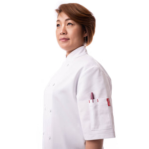 Side view of Grinder Chef Jacket with pen pocket