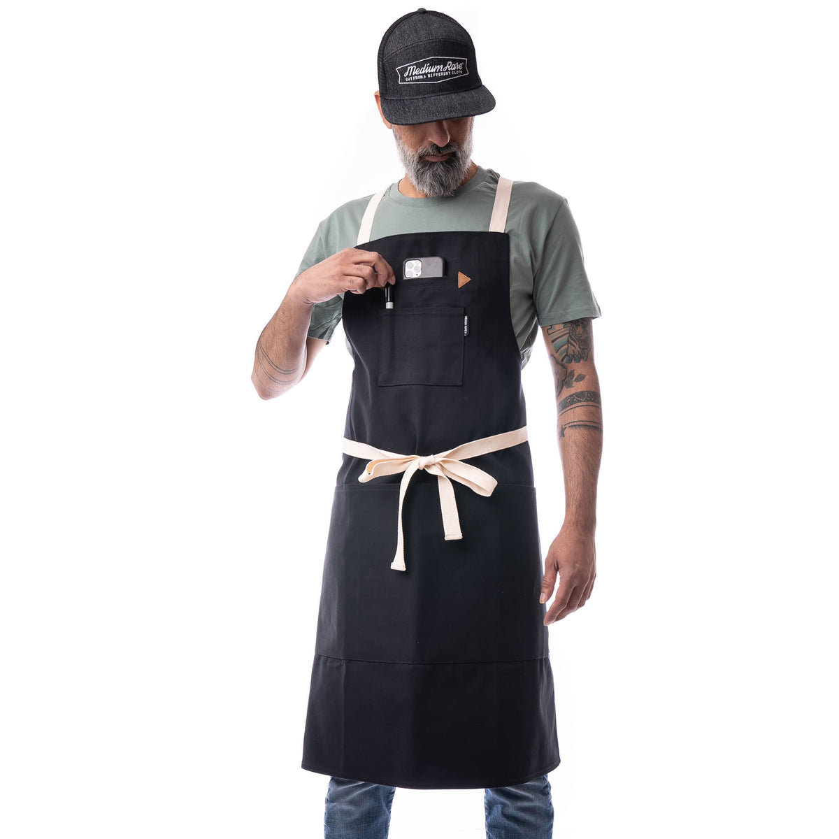 Banker Apron in black canvas