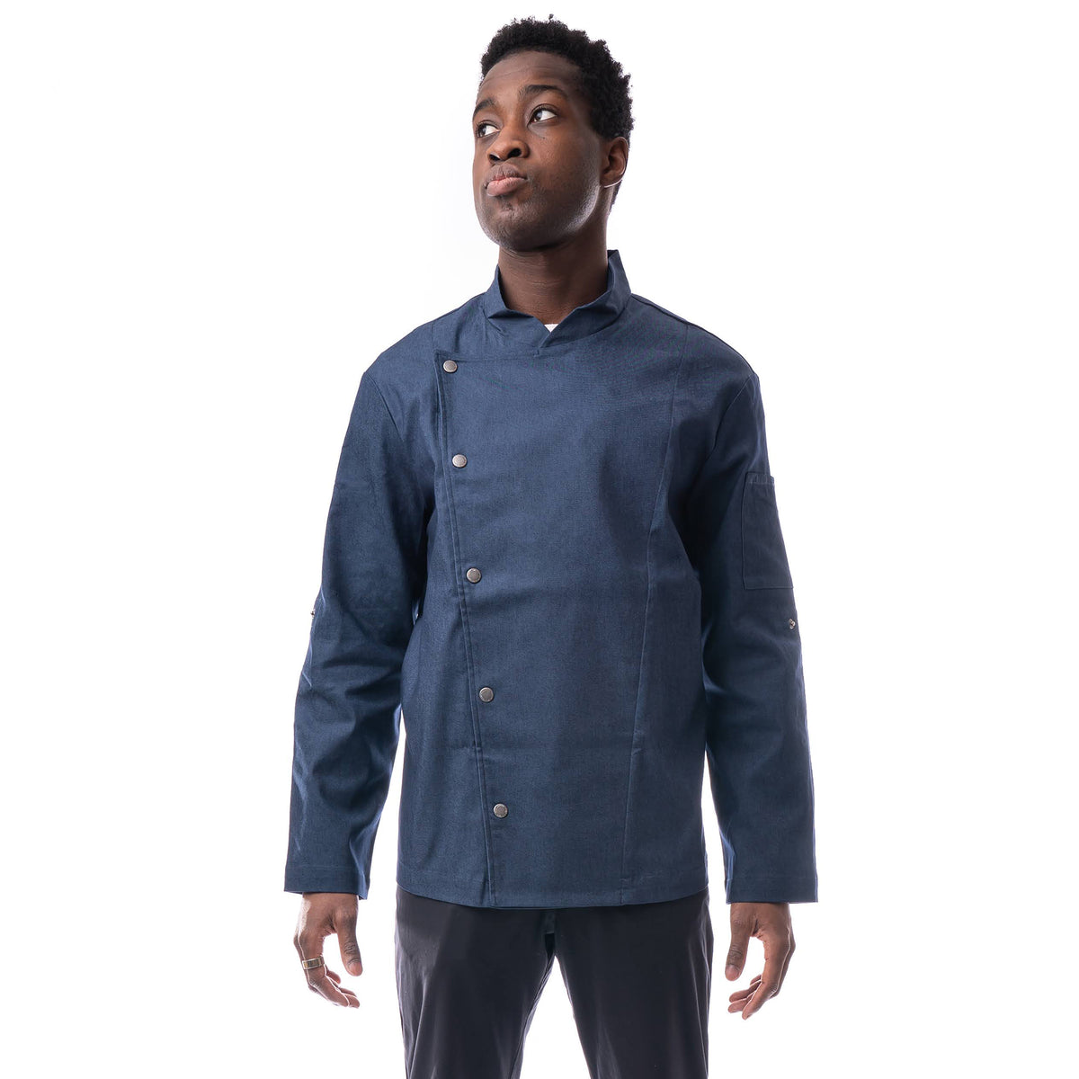 Front view of long sleeve Indie chef coat