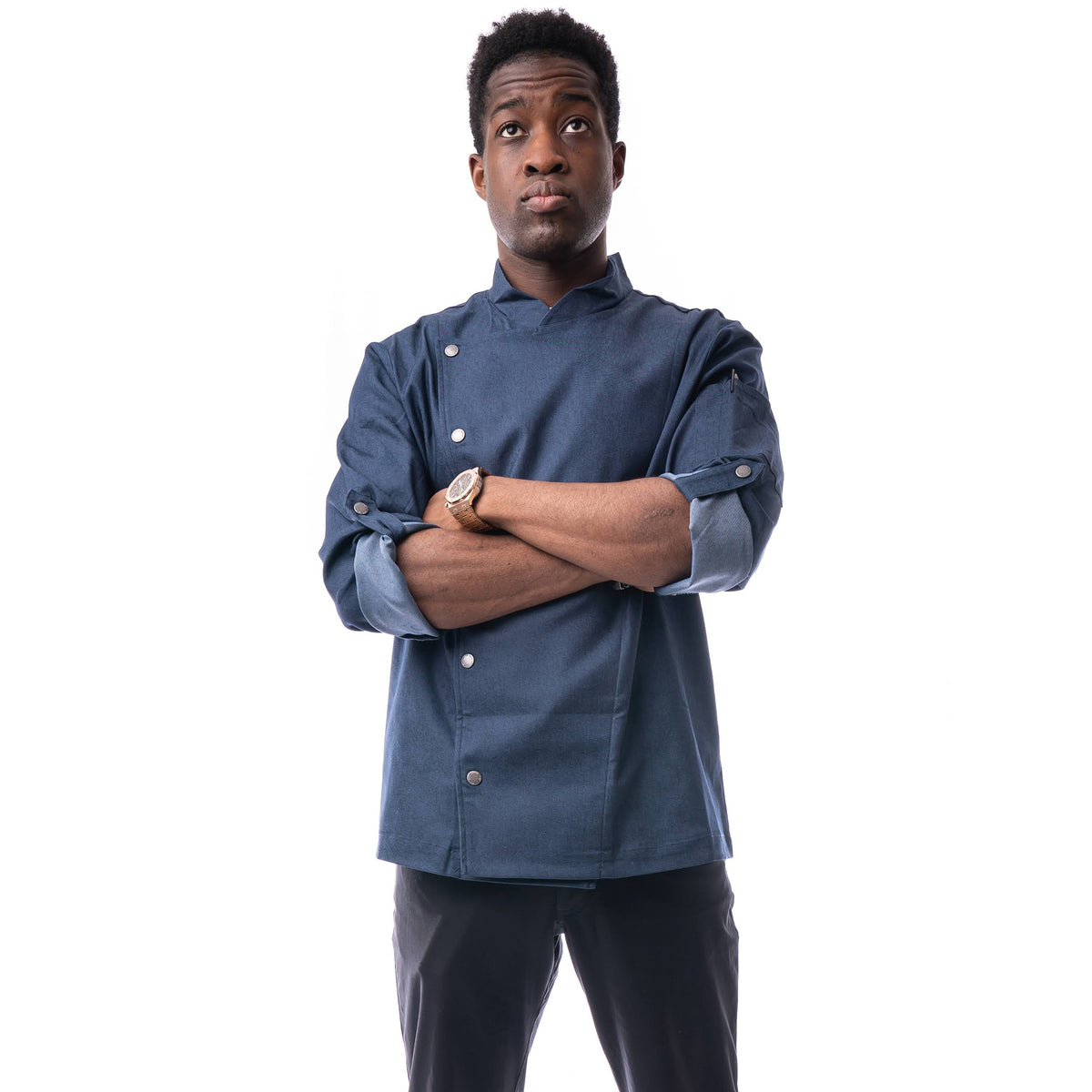 Denim chef coat new arrivals