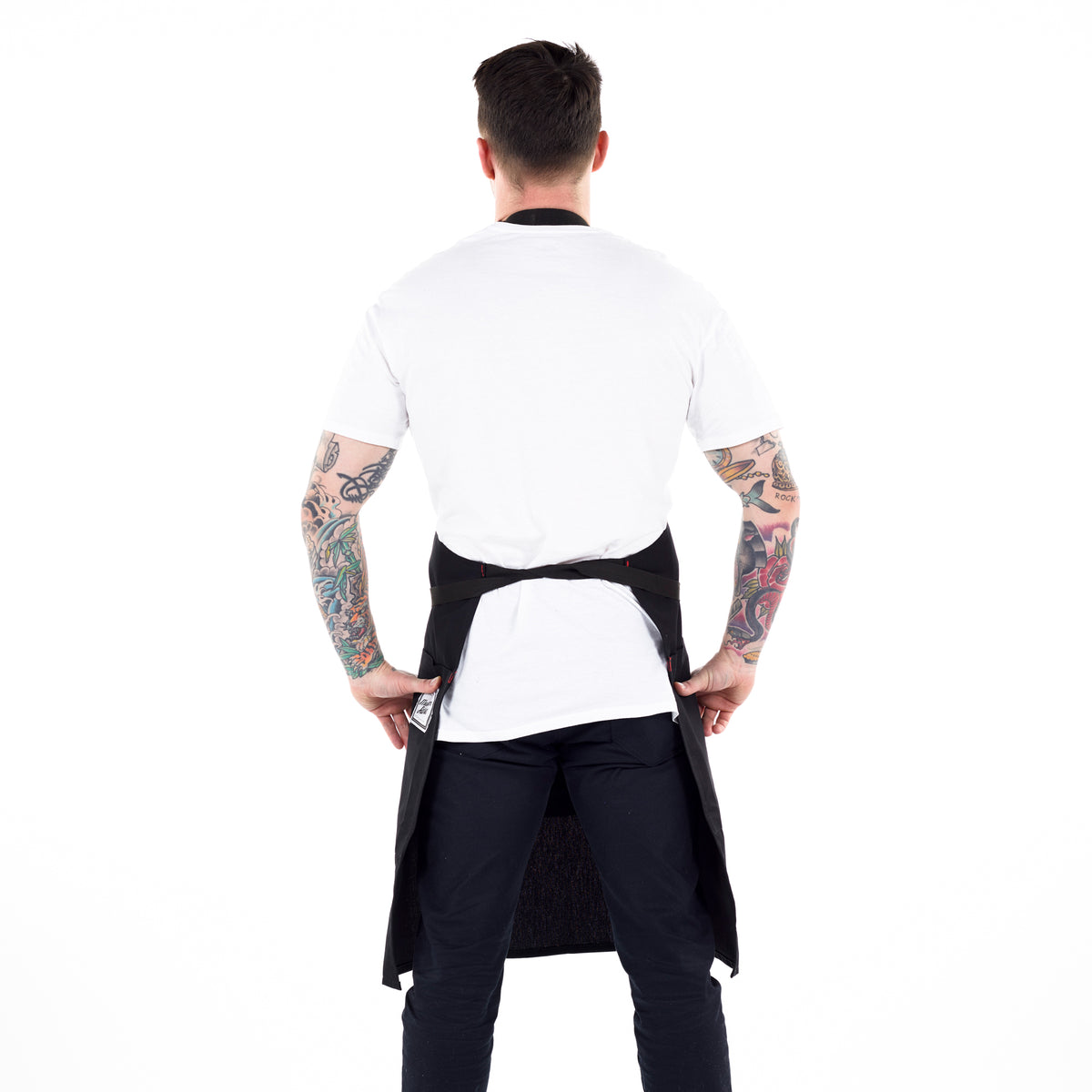 Back view of adjustable straps on B-Dog Black Kitchen Apron