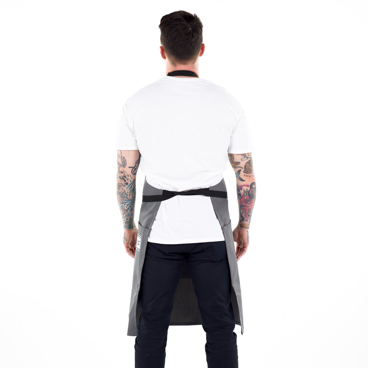 Back view of Grey Prep Kitchen Apron