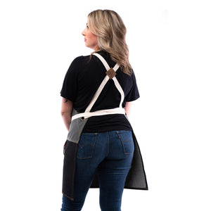 Back view of cross-back apron
